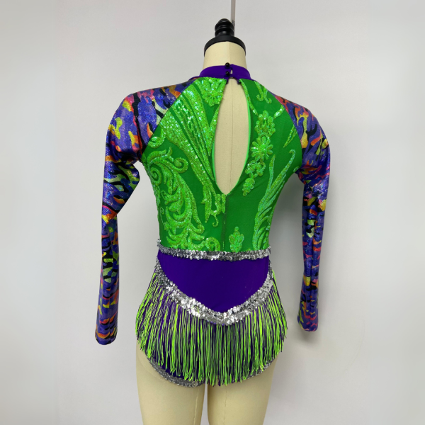green and purple majorette dance uniform