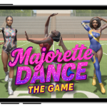 iPhone displaying Majorette Dance The Game, HBCU majorette dancers perform on a turf football field